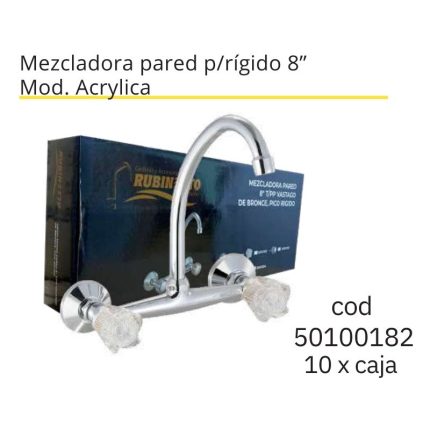 Mezcladora pared p/rígido 8" Mod. Acrylica(10PCS)