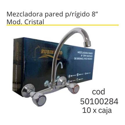 Mezcladora pared p/rígido 8" Mod. Cristal(10PCS)