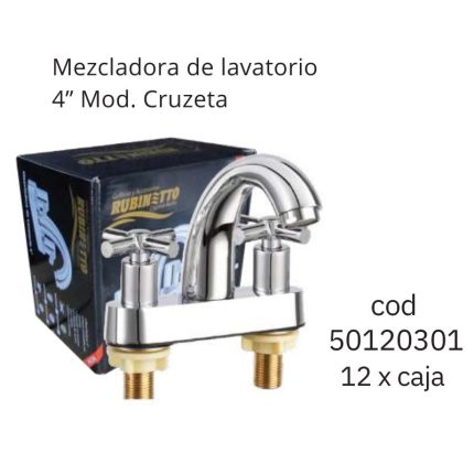 Mezcladora de lavatorio 4" Mod. Cruzeta(12PCS)