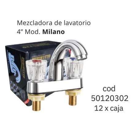 Mezcladora de lavatorio 4" Mod. Milano(12PCS)