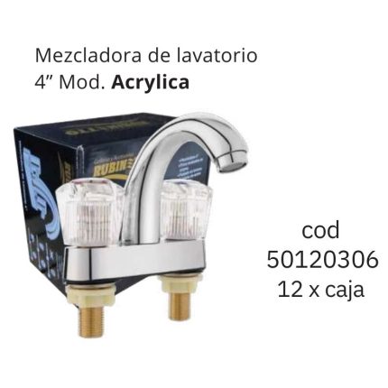 Mezcladora de lavatorio 4" Mod. Acrylica(12PCS)