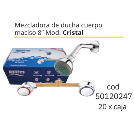 Mezcladora de ducha cuerpo maciso 8" Mod.Cristal(20PCS)