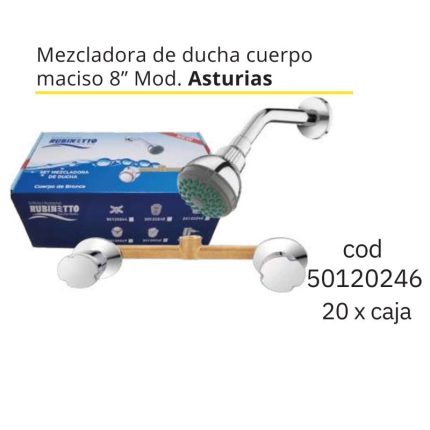 Mezcladora de ducha cuerpo maciso 8" Mod.Asturias(20PCS)
