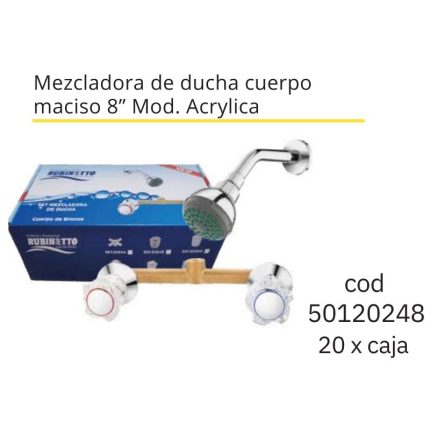 Mezcladora de ducha cuerpo maciso 8" Mod. Acrylica(20PCS)