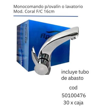 Monocomando p/ovalín o lavatorio Mod. Coral F/C 16cm(30PCS)