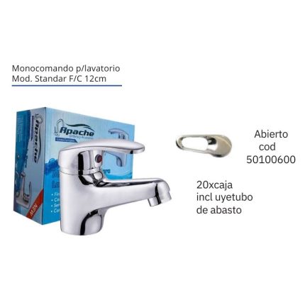 Monocomando p/lavatorio Mod. Standar F/C 12cm Abierto(12PCS)
