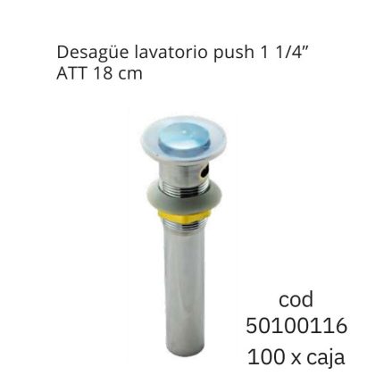 Desagüe lavatorio push 1 1/4" ATT 18 cm(100PCS)