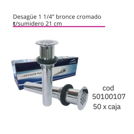 Desagüe 1 1/4" bronce cromado t/sumidero 21 cm(50PCS)