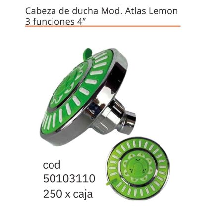 Cabeza de ducha Mod. Atlas Lemon 3 funciones 4"(250PCS)