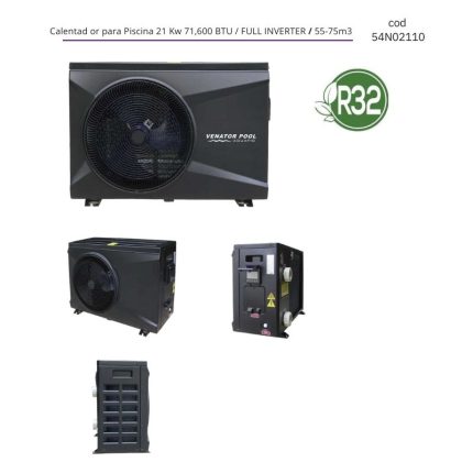 Calentador para Piscina 21 Kw 71,600 BTU / FULL INVERTER / 55-75m3