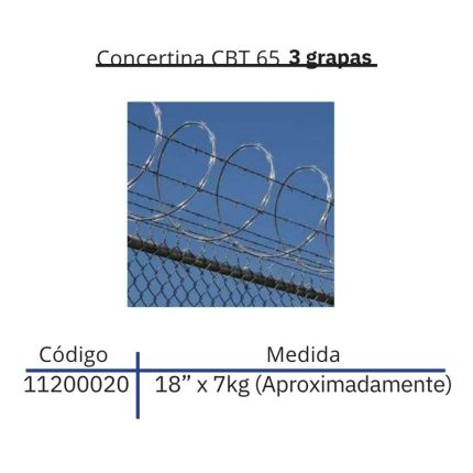 Concertina CBT 65 3 grapas 18" x 7kg (Aproximadamente)