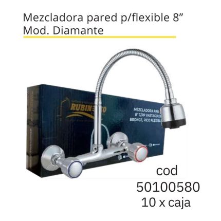 Mezcladora pared p/flexible 8" Mod. Diamante(10PCS)