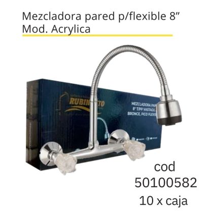 Mezcladora pared p/flexible 8" Mod. Acrylica(10PCS)