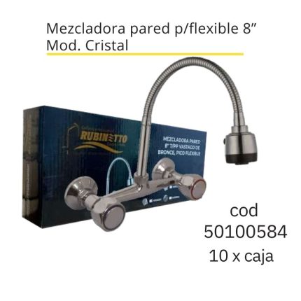 Mezcladora pared p/flexible 8" Mod. Cristal(10PCS)
