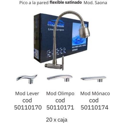 Pico a la pared flexible satinado Mod. Saona (20PCS)