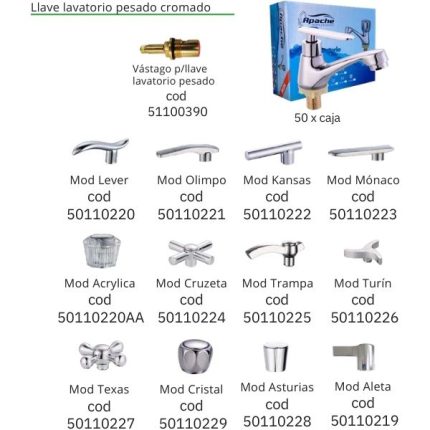 Llave lavatorio pesado cromado (50PCS)
